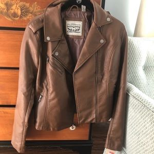 NWT Size M Levi Brown Faux Leather Jacket